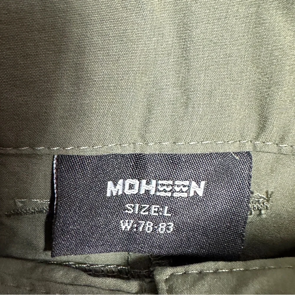 Moheen green nylon‎ stretch hiking fishing active shorts, sz L, GUC
